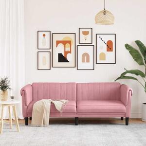 Sofa 3-osobowa, rÃ³Å¼owa, tapicerowana aksamitem
