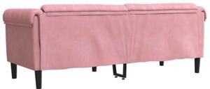 Sofa 3-osobowa, rÃ³Å¼owa, tapicerowana aksamitem