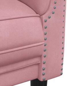 Sofa 3-osobowa, rÃ³Å¼owa, tapicerowana aksamitem