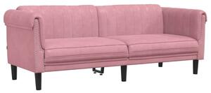 Sofa 3-osobowa, rÃ³Å¼owa, tapicerowana aksamitem