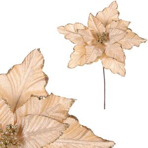 Kwiat poinsecji 29 cm, aksamit, złoty