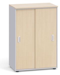 Szafa biurowa PRIMO, przesuwne drzwi, 1087 x 800 x 420 mm, szary / brzoza