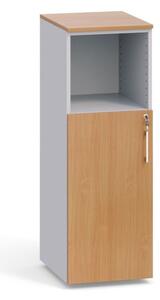 Szafa biurowa kombinowana z drzwiami PRIMO, 1087 x 400 x 420 mm, szary / buk