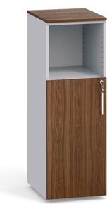 Szafa biurowa kombinowana z drzwiami PRIMO, 1087 x 400 x 420 mm, szary / orzech