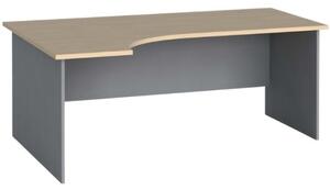 Stół biurowy ergonomiczny PRIMO FLEXI, 180x120 cm, szary / brzoza, lewy