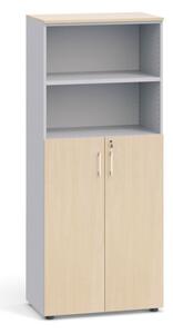 Szafa biurowa PRIMO, drzwi na 3 półki, 1781 x 800 x 420 mm, szary / brzoza