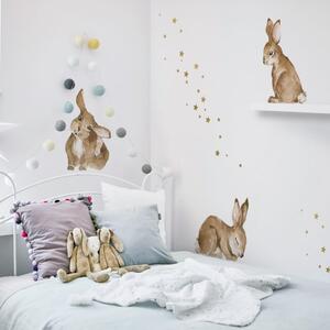 Zestaw naklejek ściennych do pokoju dziecka - Happy Rabbits