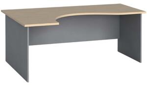 Narożny stół biurowy PRIMO FLEXI, zaokrąglony, 1800 x 1200 mm, szary / brzoza, lewy