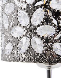 Lampa stołowa dekoracyjna lampka metalowy klosz kryształki srebrna Sajo S Beliani