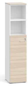 Szafa biurowa PRIMO, drzwi na 3 półki, 1781 x 400 x 420 mm, biały/dąb naturalny