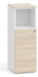 Szafa biurowa kombinowana z drzwiami PRIMO, 1087 x 400 x 420 mm, biały/dąb naturalny