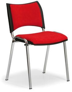 Krzesło konferencyjne SMART - chromowane nogi, bez podłokietników, czerwony