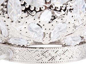 Lampa stołowa dekoracyjna lampka metalowy klosz kryształki srebrna Sajo M Beliani
