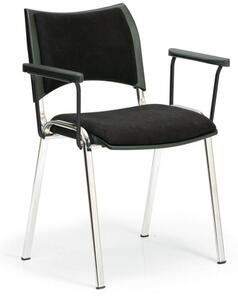Krzesła konferencyjne SMART - chromowane nogi, z podłokietnikami, czarny