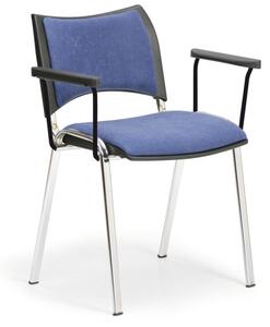 Krzesła konferencyjne SMART, chromowane nogi, z podłokietnikami, niebieski