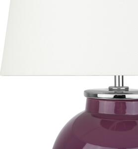 Lampa stołowa ceramiczna podstawa lampa nocna z abażurem fioletowa Brenta Beliani
