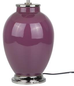 Lampa stołowa ceramiczna podstawa lampa nocna z abażurem fioletowa Brenta Beliani