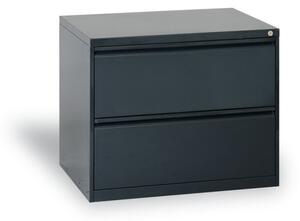 Dwurzędowa szafa kartotekowe A4, 2 szuflady, kolor antracyt
