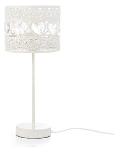 Lampka stołowa nocna metalowa 45 cm ażurowy okrągły abażur kremowa Namsen Beliani
