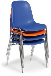 Plastikowe krzeslo kuchenne ELENA, czerwony - chromowane nogi
