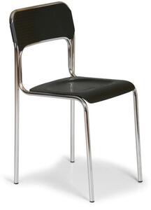 Plastikowe krzeslo kuchenne ASKA, czarny - chromowane nogi