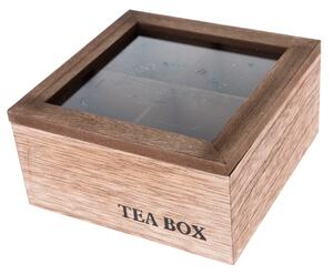 Drewniane pudełko na torebki z herbatą TEA, 16 x 16 x 8 cm