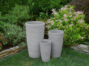 2 donice ogrodowe wysokie szare mieszanka kamieni żywica syntetyczna 31 x 31 x 58 cm Abdera Beliani