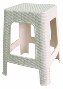 Ogrodowy taboret do sztaplowania Ratan, 45 x 35,5 x 35,5 cm, biały