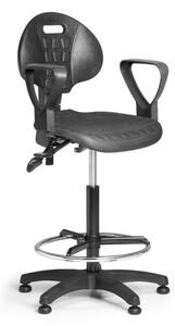 Krzesło PUR z podłokietnikami, asynchroniczna mechanika, ślizgacze