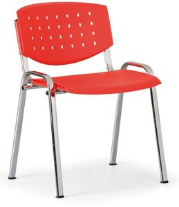 Krzesło konferencyjne TONY, czerwony - kolor konstrucji chrom