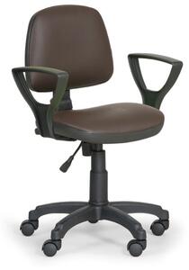 Krzesła robocze MILANO z podłokietnikami - stały kontakt, brązowy