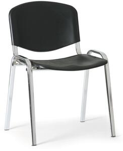 Plastikowe krzesło ISO, czarne, konstrukcja chrom