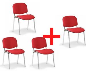 Krzesło konferencyjne VIVA chrom 3+1 GRATIS, czerwone
