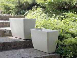 2 prostokątne doniczki ogrodowe zewnętrzne beżowe 74 x 32 cm Baris Beliani