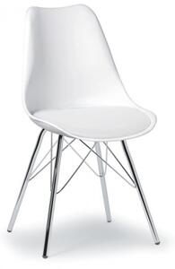 Krzesło konferencyjne/kuchenne ze skórzanym siedziskiem CHRISTINE, białe