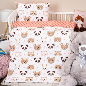Dziecięca pościel bawełniana do łóżeczka Cute animals, 100 x 135 cm, 40 x 60 cm