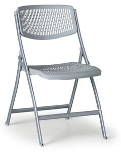 Krzesło składane z lakierowaną metalową konstrukcją CLICK, szare