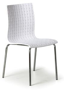 Plastikowe krzesło kuchenne MEZZO z metalową podstawą, białe