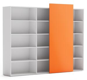 Regał biurowy wysoki długi BLOCK, Biały / pomarańczowy