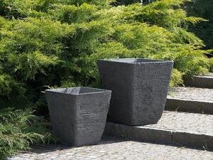 Donica ogrodowa szara kwadratowa mieszanka kamienia 49 x 49 x 53 cm Delos Beliani