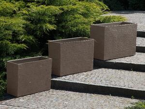 Zestaw 3 prostokątnych doniczek ogrodowych na taras efekt kamienia brązowy Edessa Beliani