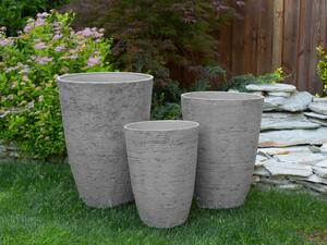 Donice ogrodowe szare okrągłe cementowe do domu z otworem 35 x 35 x 50 cm Camia Beliani
