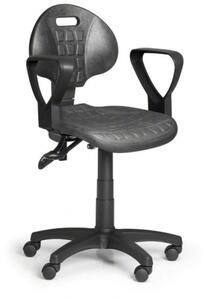 Krzesło PUR z podłokietnikami, asynchroniczna mechanika, do twardych podłóg