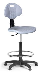 Krzesło robocze PUR bez podłokietników, stały kontakt, ślizgacze, kolor szary