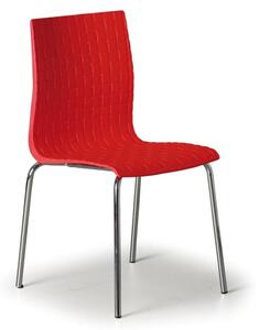 Plastikowe krzesło MEZZO z metalową podstawą, czerowne