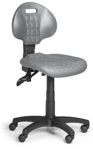 Krzesło PUR, bez podłokietników, asynchroniczna mechanika, do miękkich podłóg, szare