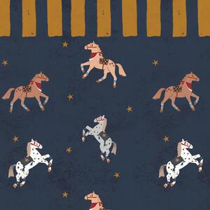 Tapeta do pokoju dla dziecka Spanish horses with border yellow