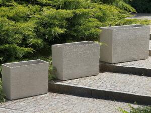 Prostokątna doniczka ogrodowa na taras efekt kamienia 34 x 80 x 56 cm beżowa Edessa Beliani
