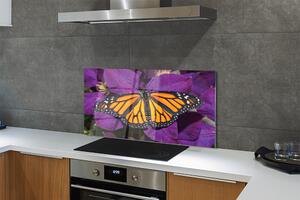 Panel Szklany Kolorowy motyl kwiaty