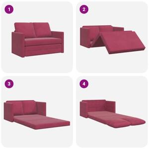 Sofa podÅogowa 2-w-1, winna czerwieÅ, 122x204x55 cm, aksamit